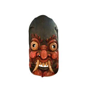 Mask Ritual Tribal Large Carved Wood Folk Art Man cave Vintage Decor